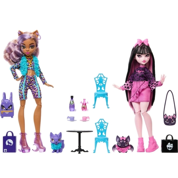 🙍🏼‍♂️⬆️Monster High Faboolous Pets Draculaura & Clawdeen Wolf Doll 2-Pack